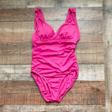 Time and Tru Pink Plunge V-Neck Padded One Piece NWOT- Size M (sold out online)