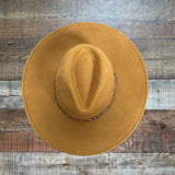 No Brand Camel Animal Print Belted Wool Wide Brim Hat