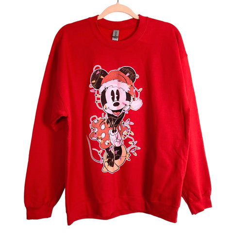 Gildan Red Christmas Minnie Sweatshirt- Size L