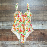 Vetchy White Neon Floral Print Underwire One Piece NWT- Size S
