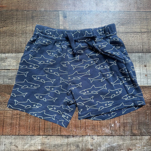 Hudson Baby Navy Shark Shorts- Size 6-9M