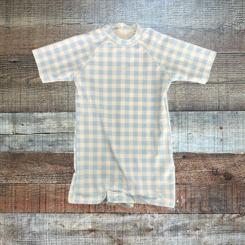 Ollie's Day Light Blue Gingham Swimsuit - Size 12-24M