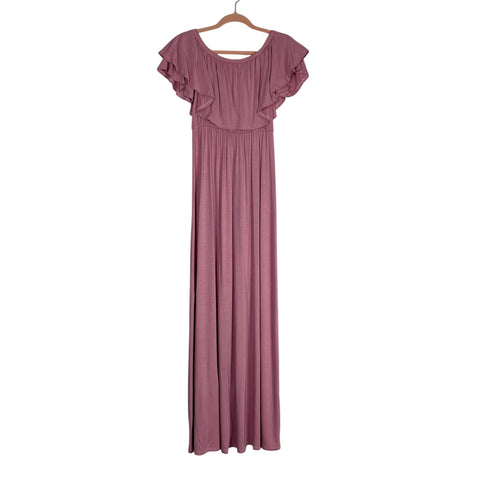 Pink Blush Lilac Off the Shoulder Ruffle Maternity Maxi Dress NWT- Size S