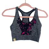 Monreal Heathered Grey Floral Sports Bra- One Size