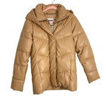 Abercrombie & Fitch Ultra Wind/Water Resistant Tan Vegan Leather Hooded Jacket- Size S (sold out online)