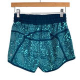 Lululemon Jewel Green/Turquoise Pattern Running Shorts- Size 6
