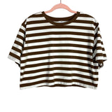 The Drop Brown/White Striped Cropped Tee- Size S (see notes)