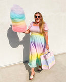 Olivia Rubin Pastel Ombre Smocked Bodice Dress- Size 12