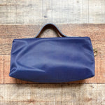 Longchamp Navy with Leather Handle Zippered Pouch