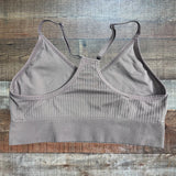 PINK Active Dusty Pink Ribbed Sports Bra- Size L (no pads included)
