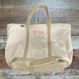 Lands' End Embroidered Willa XL Zipper Closure Tote (see notes)