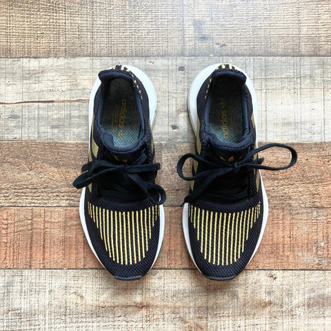 Adidas Black and Gold Swift Run Sneakers- Size 7 (BRAND NEW CONDITION)