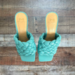 Marc Fisher Turquoise Dakina Quilted Leather Heels- Size 9.5