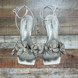 Steve Madden Silver Flower Rhinestone Heels- Size 7 (sold out online)