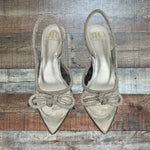 JLO Silver Rhinestone Clear Heeled Sandals- Size 8