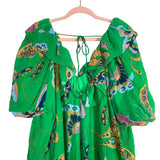 H&M Green Floral V-Neck Tie Back Dress NWT- Size XXL