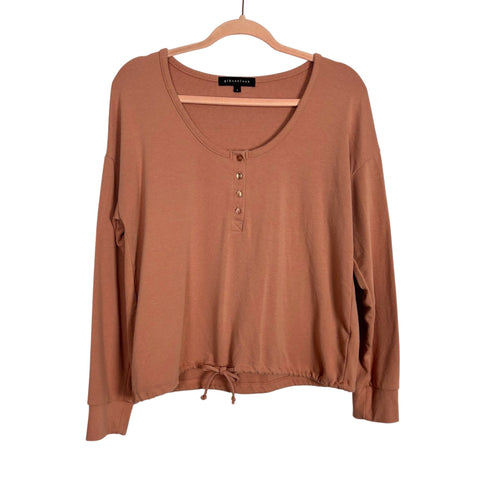 Gibsonlook Peach Long Sleeve Drawstring Hem Top - Size S