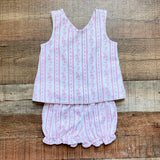 The Beaufort Bonnet Company White Pink Floral Design Criss Cross Back Top Shorts Set- Size 3T