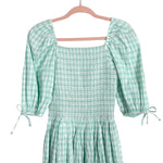 Jessakae Mint/White Gauze Gingham Smocked Dress- Size XS (we have matching boy shirt)