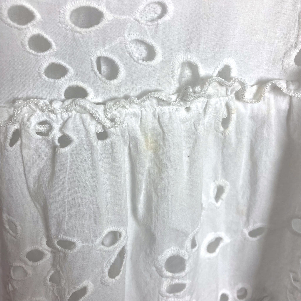 Tuckernuck White Eyelet Lace Overlay V-Neck with Puff Sleeves Dress- S The Saved Collection Tuckernuck White Eyelet Lace Overlay V-Neck with Puff Sleeves Dress- S The Saved Collection