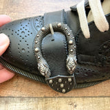 Authentic Pre-Owned Gucci Black Leather Buckled Lace Up Boots- Size 36