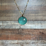 No Brand Blue Glittery Circle Necklace