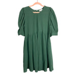 &Merci Forest Green Gauze with Back Buttons Dress- Size M