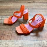 Scoop Neon Orange Double Ankle Strap Block Heel Sandals- Size 7.5 (see notes)