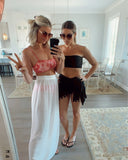 No Brand White Gauze with Side Tie and High Slit Sarong Cover Up- Size OS