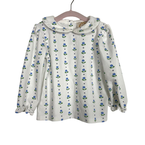 The Beaufort Bonnet Company White/Blue Tulip Top - Size 3T