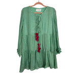 Sundress Mint Green Sequin Tassel Tie Cover Up- Size XS/S