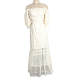 Skylar Rose Cream Prosha Tulle Off the Shoulder with Back Cut Out Tiered Maxi Dress NWT- Size S