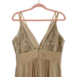 Azazie Tan Pleated Top Gown - Size A12 (See Notes)