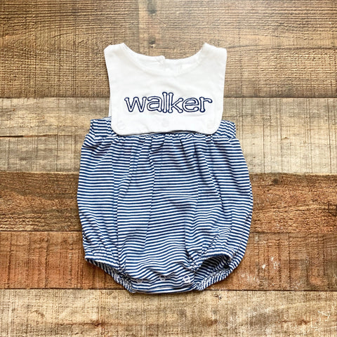 Cecil and Lou Navy/White Striped with White Top Walker Bubble- Size 6M