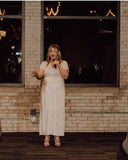 No Brand Cream Metallic Dress - Size L