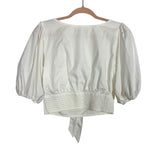 Abercrombie & Fitch White Front Tie Puff Sleeve Top - Size S