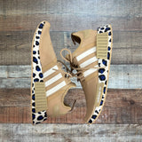 ADIDAS Tan/Animal Print La Marque Aux 3 Bandes Sneakers - Size 8 (See Notes)