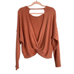 Aerie Burnt Orange with Terry Cloth Detail Open Twist Back Sweatshirt- Size S (see notes)