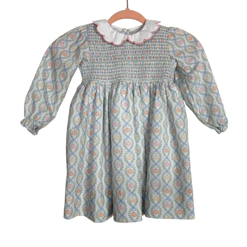Cecil And Lou Pumpkin/Bow/Vine Print Smocked Top Dress - Size 4T