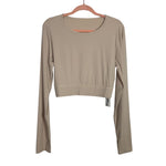 Pinspark Beige Ribbed with Back Cut Out Cropped Top NWT- Size XL