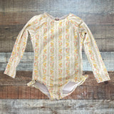 Minnow Citrus and Floral Print with Back Ribbon Bow Swimsuit- Size 3/4T (see notes, we have matching swimsuit)