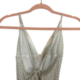 Enduring Kairos Atelier Cream Polka Dot Metallic Striped Belted Dress- Size S (see notes)