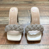 Heart in D Braided Rhinestone Strap Block Heeled Sandals- Size 7.5