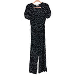 GILLI Black/White Polka Dots Button Front Tie Belt Jumpsuit- Size S