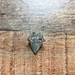 Silver Rhinestone Large Heart Adjustable Ring- Size 6