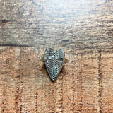 Silver Rhinestone Large Heart Adjustable Ring- Size 6