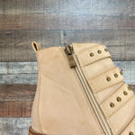 Beast Fashion Cream Distressed Studded Belted Booties- Size 7.5 (see notes)