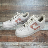 Pre-Owned Nike Air Force 1 White Pink Printed Sneakers- Size 8