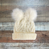 No Brand Off White Double Pom Kids Hat (See Notes)