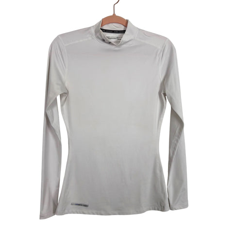 Under Armour White Fitted Mock Neck Top- Size S (see notes)